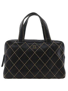 Chanel Wild Stitch CC Logo Calf Black Handbag